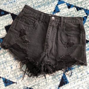 Black high waisted cut off jean shorts
